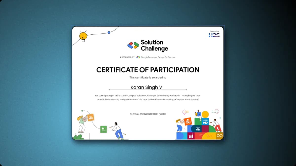 GDG Solution Challenge - Certificate of Participation